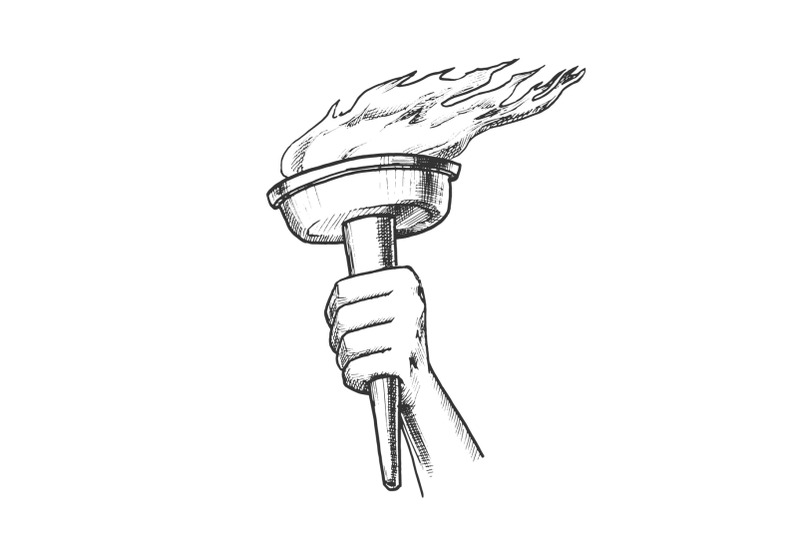 torch-hand-hold-olympic-burning-stick-retro-vector