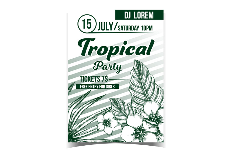 tropical-exotic-leaves-and-flowers-poster-vector