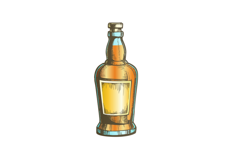 color-hand-drawn-whisky-bottle-with-blank-label-vector