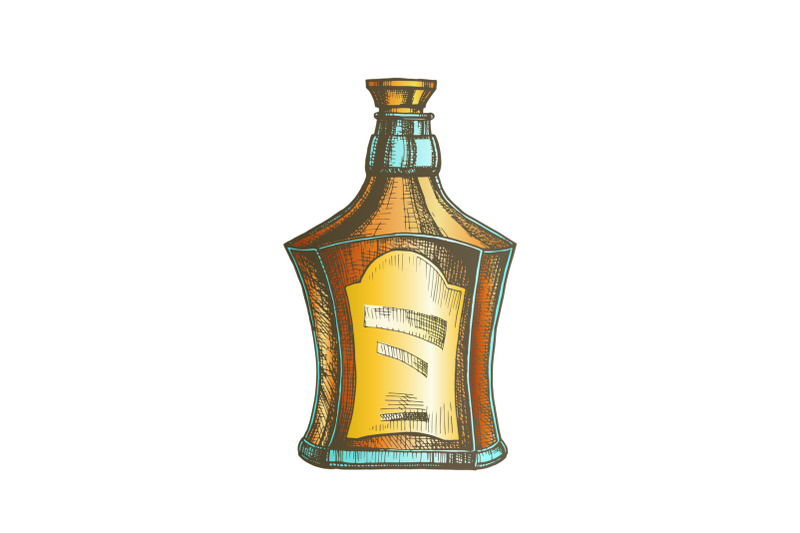 color-drawn-scotch-bottle-with-style-cork-cap-vector