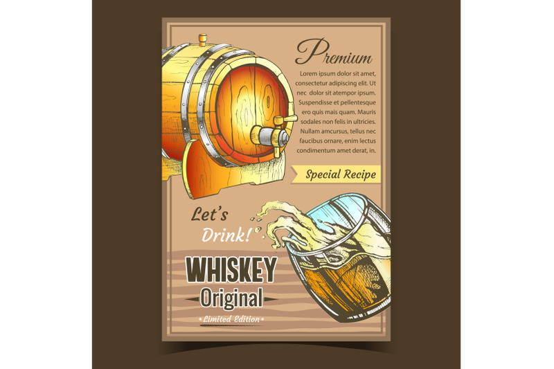 original-whiskey-special-recipe-banner-vector