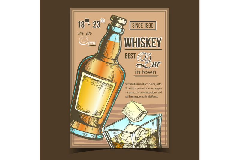 whiskey-relaxation-bar-advertise-poster-vector