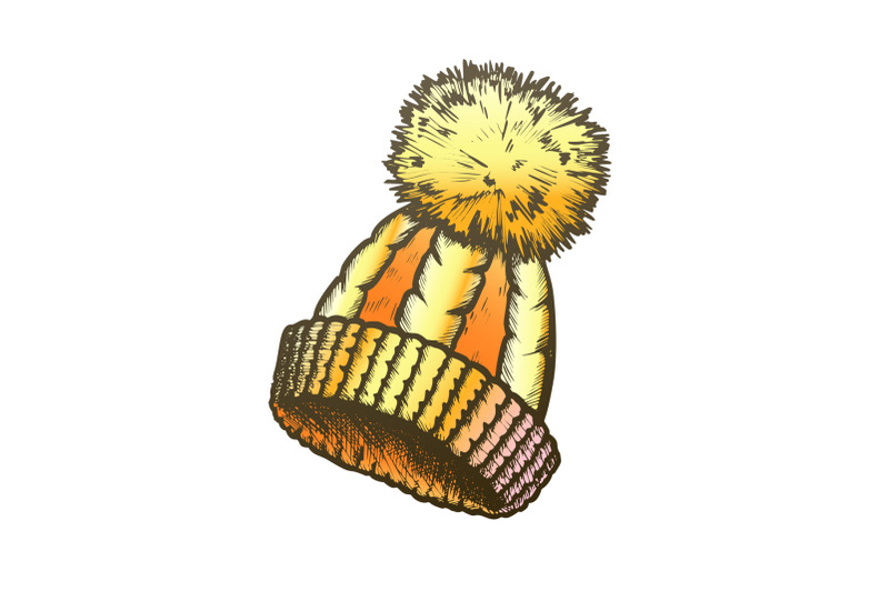 winter-hat-with-woolen-pompon-color-vector