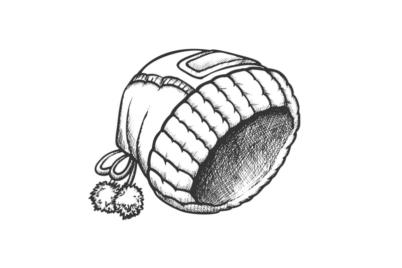 winter-cap-with-fluffy-pompons-monochrome-vector