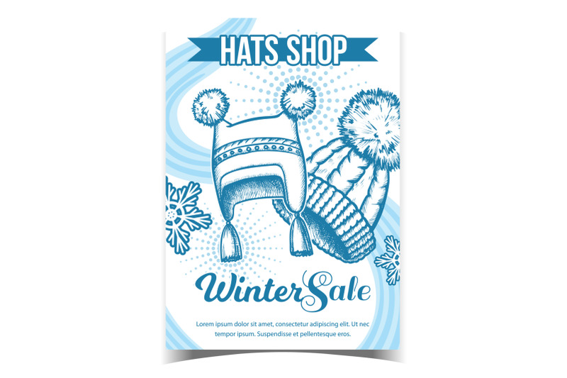 hats-shop-winter-sale-advertising-poster-vector