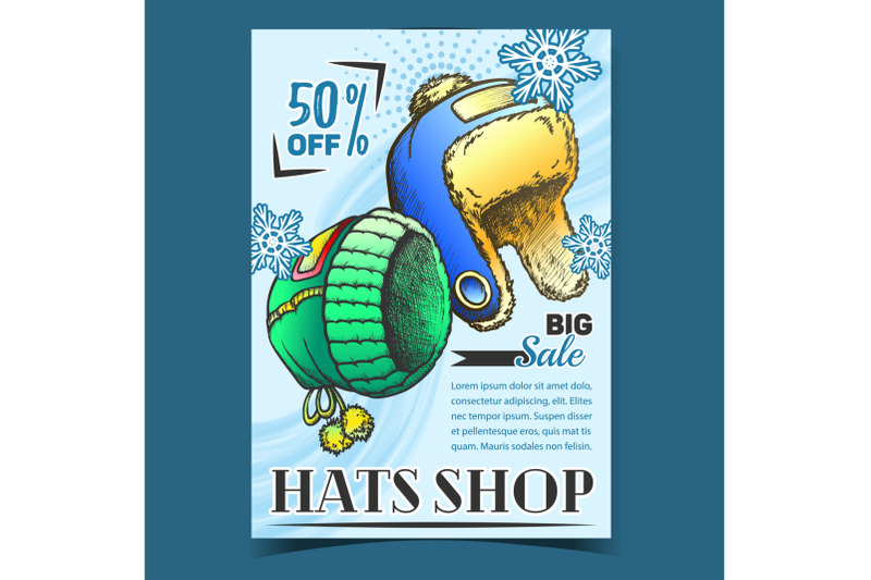 hats-shop-winter-big-sale-advertise-poster-vector
