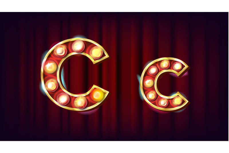 c-letter-vector-capital-lowercase-font-marquee-light-sign-retro-shine-lamp-bulb-alphabet-3d-electric-glowing-digit-vintage-gold-illuminated-light-carnival-circus-casino-style-illustration