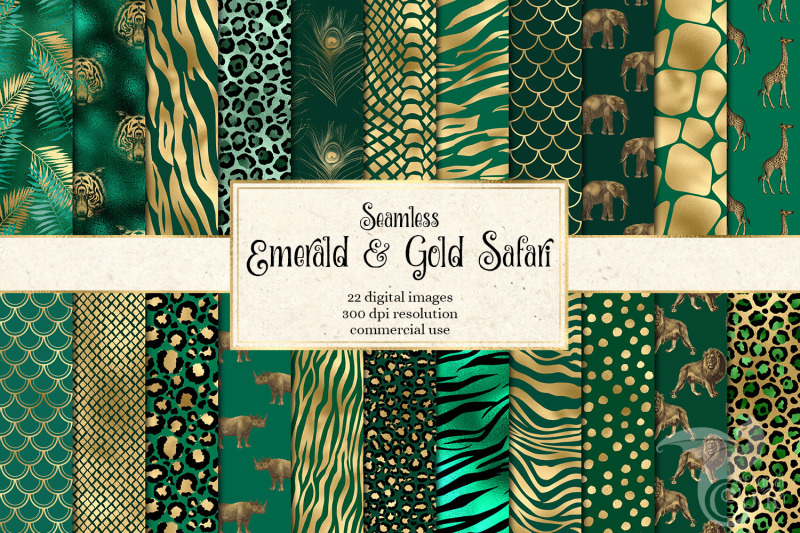 emerald-and-gold-safari-digital-paper