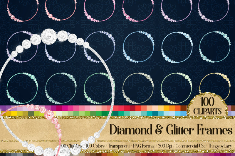 100-diamond-amp-glitter-circle-frames-royal-victorian-clip-arts