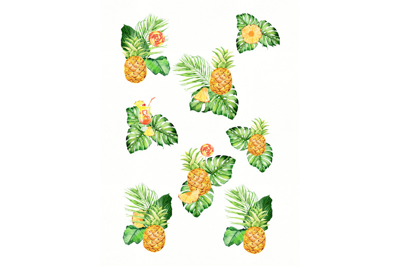 watercolor-pineapple-clipart-tropical-bouquet-arrangements
