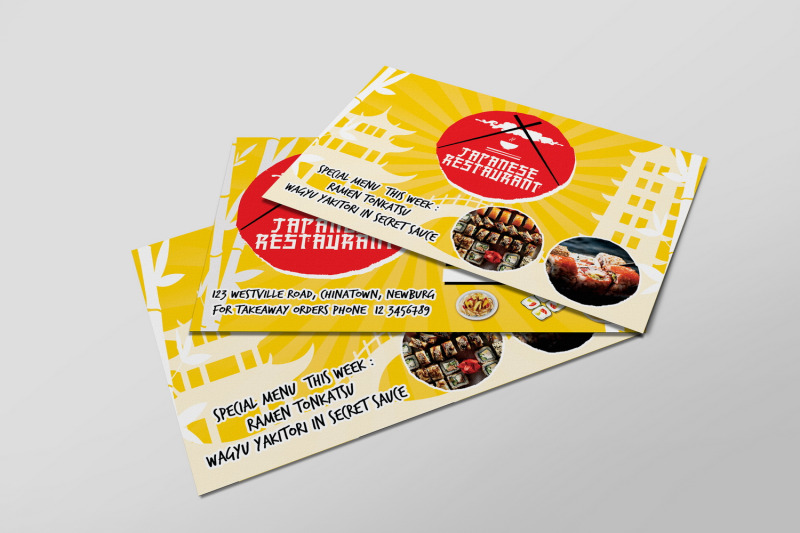 japanese-food-restaurant-promotion-postcard
