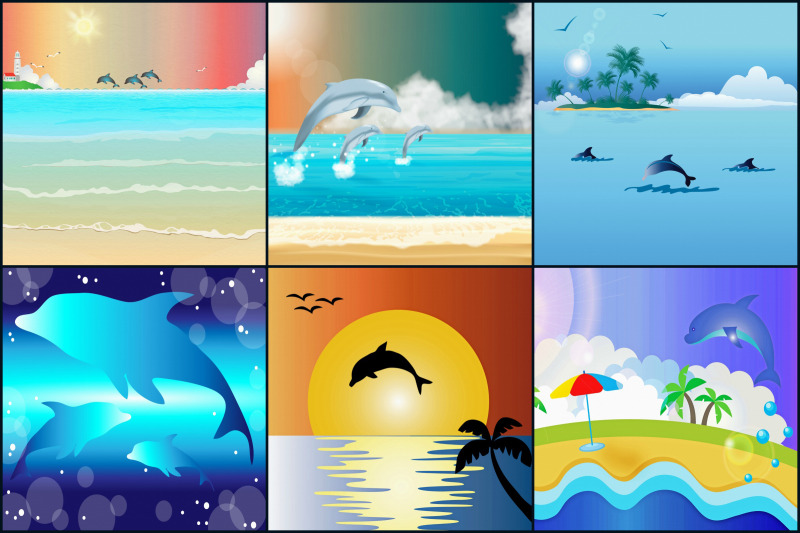 dolphin-beach-scenery-digital-papers