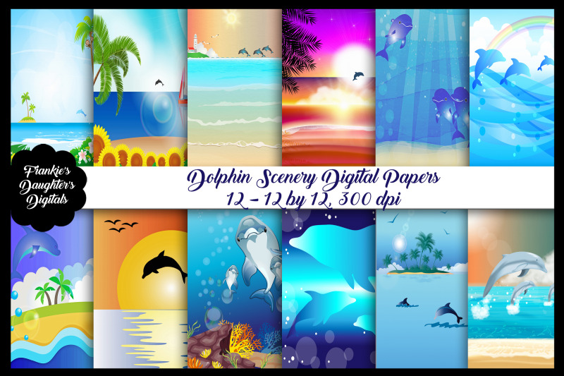 dolphin-beach-scenery-digital-papers