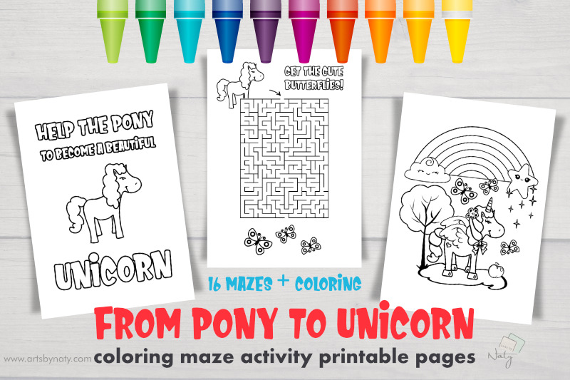 from-pony-to-unicorn-coloring-maze-activity-printable-pages