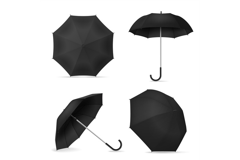 black-umbrella-realistic-blank-parasols-various-positions-open-and-to