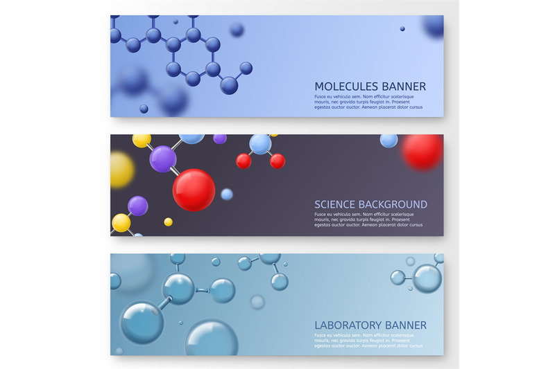 molecules-banners-molecular-structure-with-shining-spherical-particle