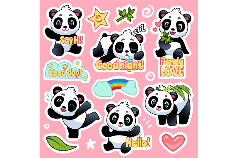 cute-panda-stickers-happy-bears-expression-for-emoji-patches-design