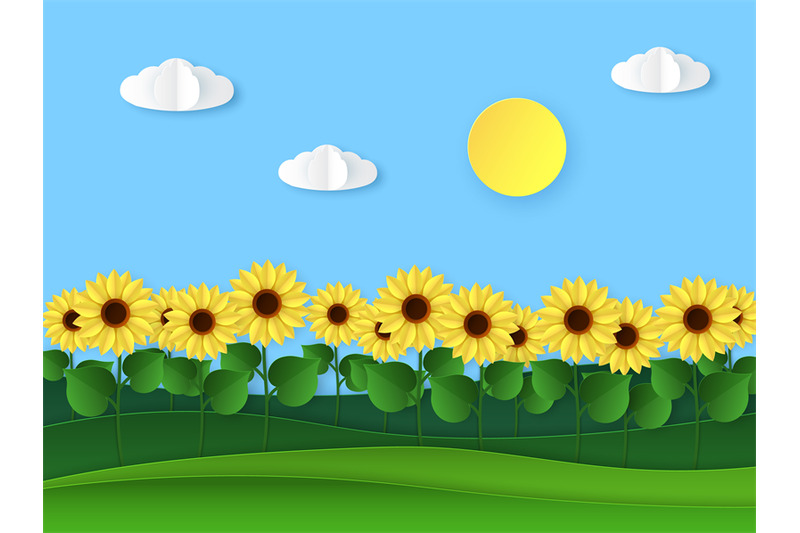 paper-sunflowers-summer-field-landscape-paper-cut-with-wild-sunflowe