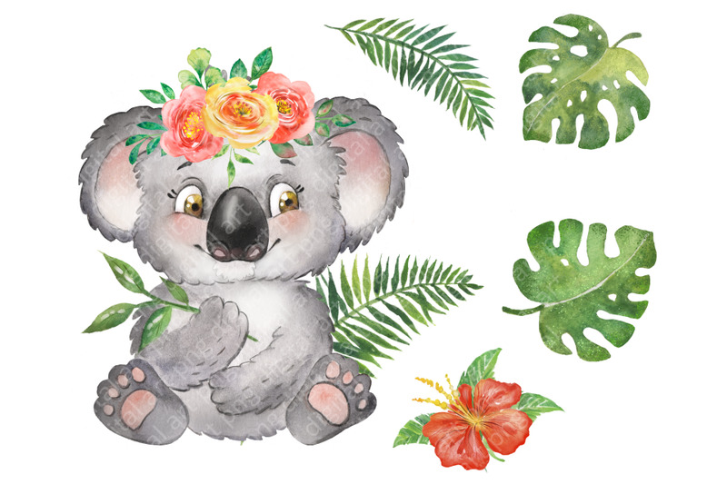 koala-watercolor-clipart-with-koalas-birthday-clipart-cake-balloon