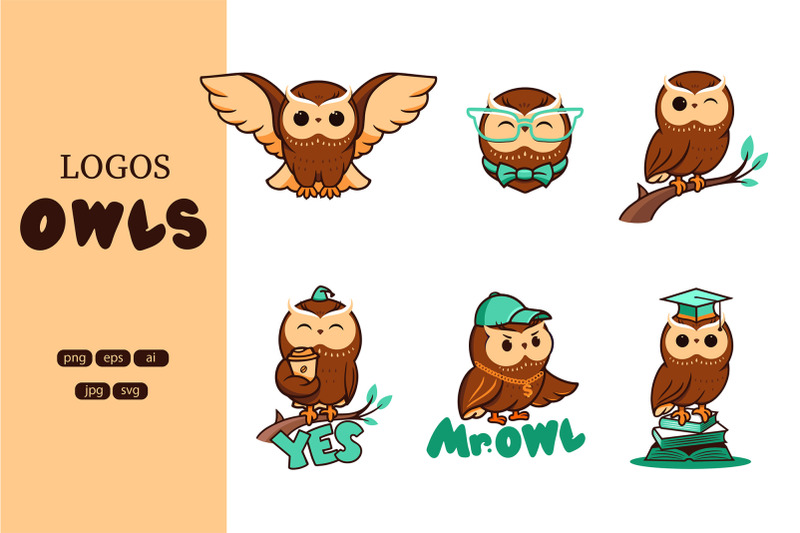 set-of-logos-owls