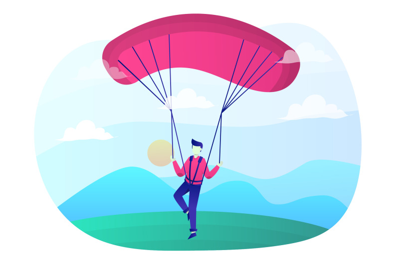 paragliding-flat-illustration