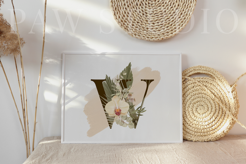 boho-alphabet-numbers-graphics-with-orchid-dried-leaves