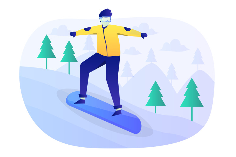 snowboarding-flat-illustration