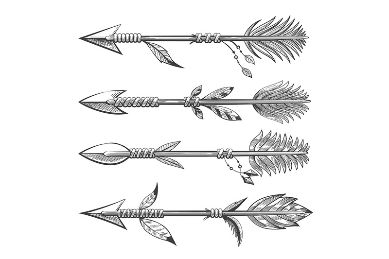 hand-drawn-indian-arrows-in-tattoo-style