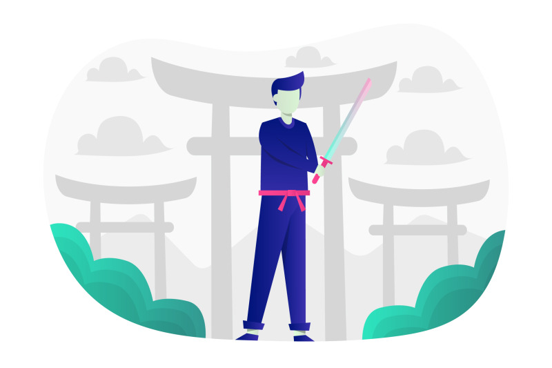 samurai-ninja-flat-illustration