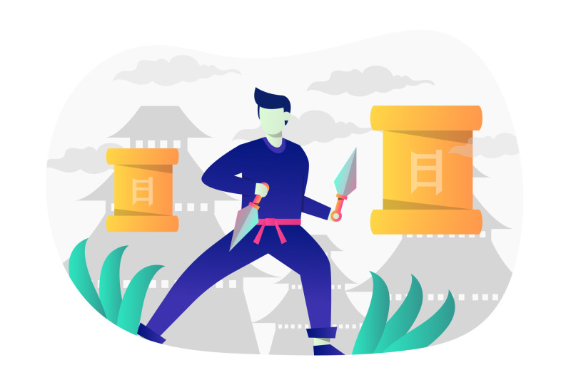 ninja-kunai-flat-illustration