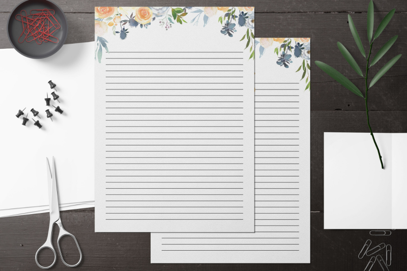 watercolor-floral-printable-stationery-lined-digital-note-paper