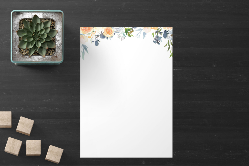 watercolor-floral-printable-stationery-lined-digital-note-paper