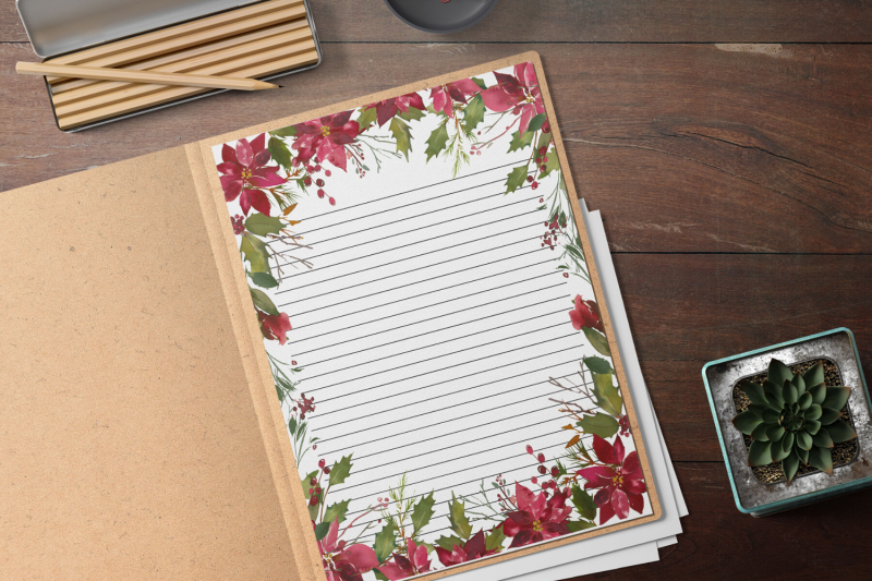 christmas-printable-stationery-lined-digital-note-paper