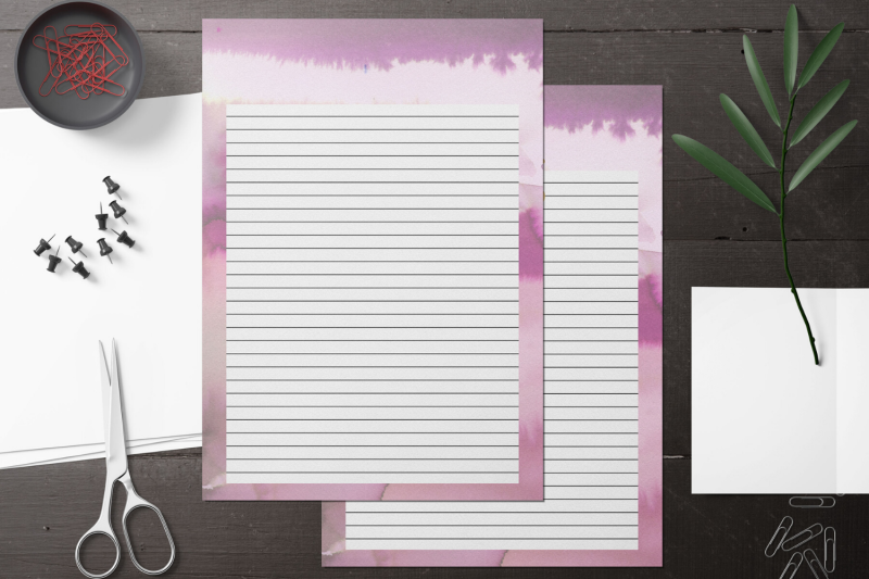 watercolor-floral-stationery-lined-digital-note-papers