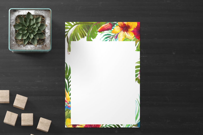 tropical-floral-printable-stationery-lined-digital-note-paper