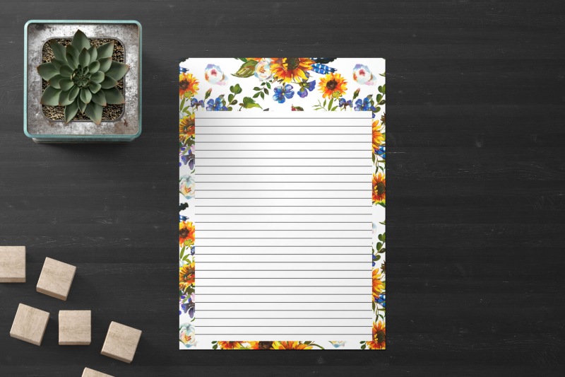 watercolor-floral-printable-stationery-lined-digital-note-paper