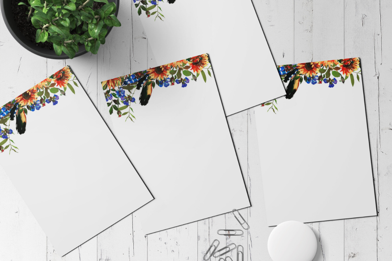 boho-floral-printable-stationery-lined-digital-note-paper