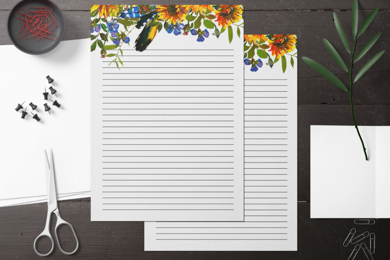 boho-floral-printable-stationery-lined-digital-note-paper