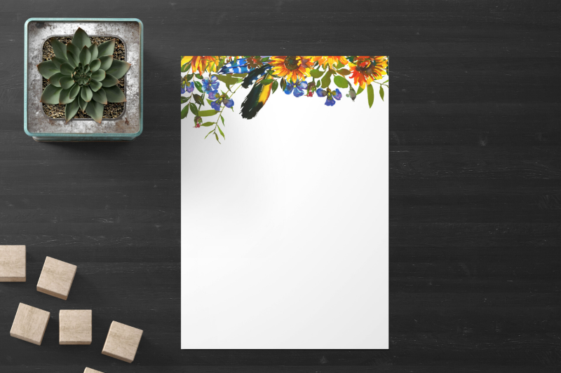 boho-floral-printable-stationery-lined-digital-note-paper