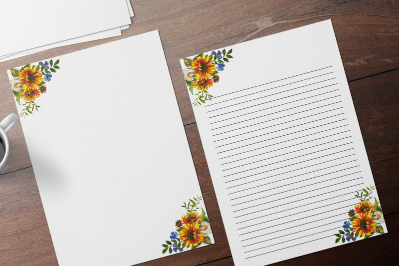 watercolor-floral-printable-stationery-lined-digital-note-papers