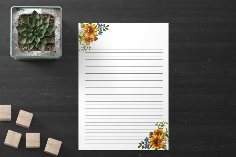 watercolor-floral-printable-stationery-lined-digital-note-papers