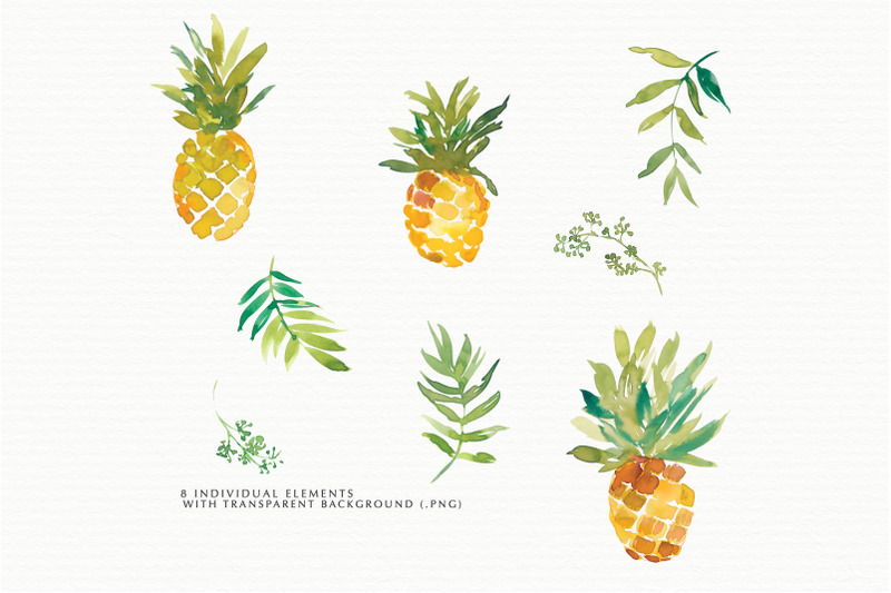 watercolor-pineapple-clipart-collection