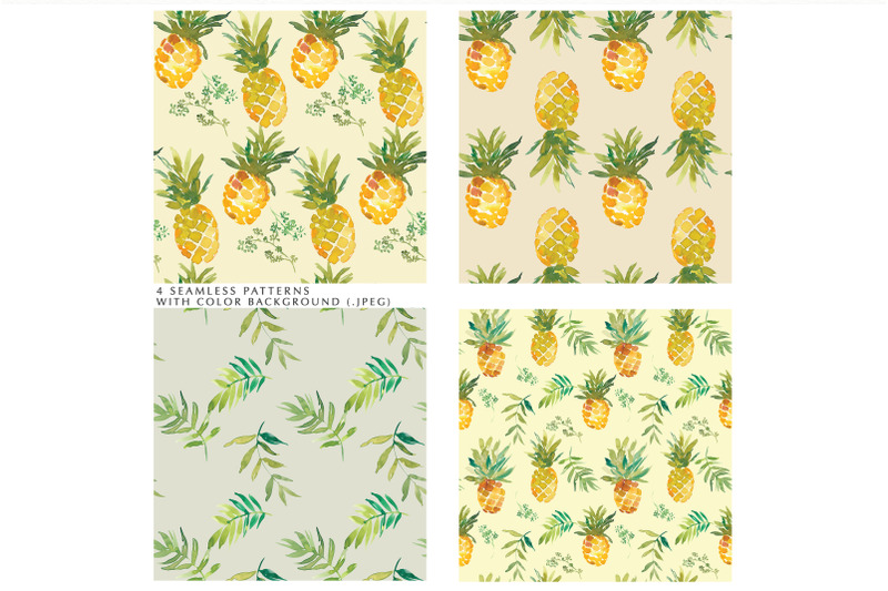 watercolor-pineapple-clipart-collection