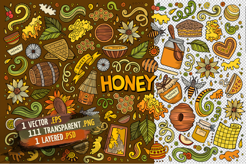 honey-objects-amp-elements-set