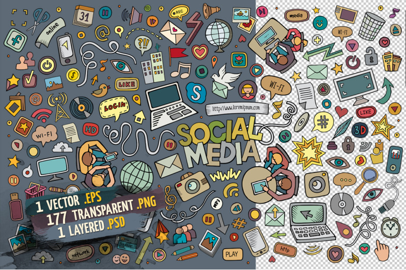 social-media-objects-amp-elements-set