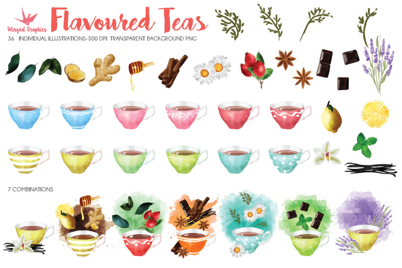 flavored-tea-watercolor-illustration-set