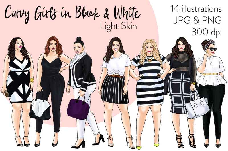 watercolor-fashion-clipart-curvy-girls-in-black-amp-white-light-skin