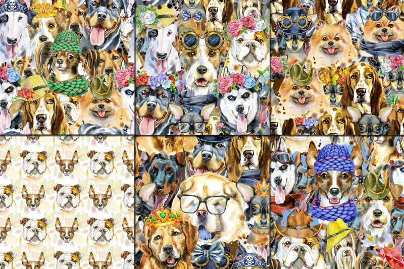 seamless-pattern-of-watercolor-dogs