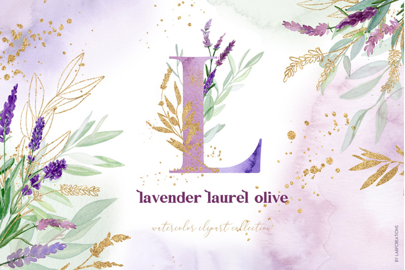 lavender-laurel-olive-gold-watercolor