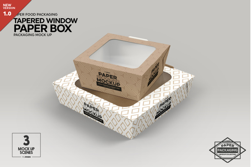 Download Paper Tapered Window Boxes Packaging Mockup By INC Design ...